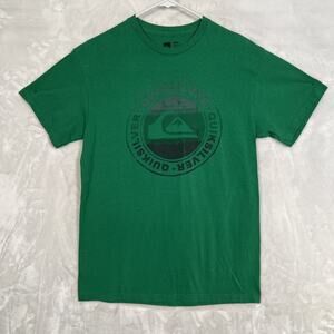 Quicksilver Green Circular Graphic T-shirt Men's Size Medium Surfer Hawaii